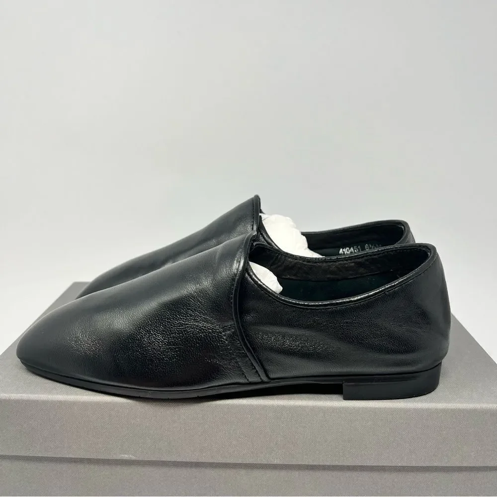 Aquatalia Black Leather Slip-On Loafers